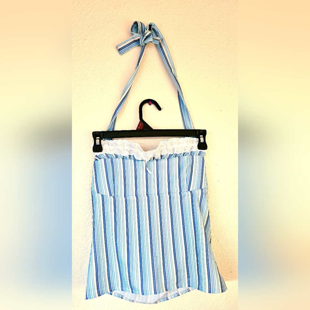 Striped Blue & White Halter Top